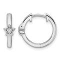 Sterling Silver White Ice Rhodium-plated Diamond Star Hinged Hoop Earrings