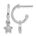 Sterling Silver White Ice Rhodium-plated Diamond Star Dangle Post Earrings