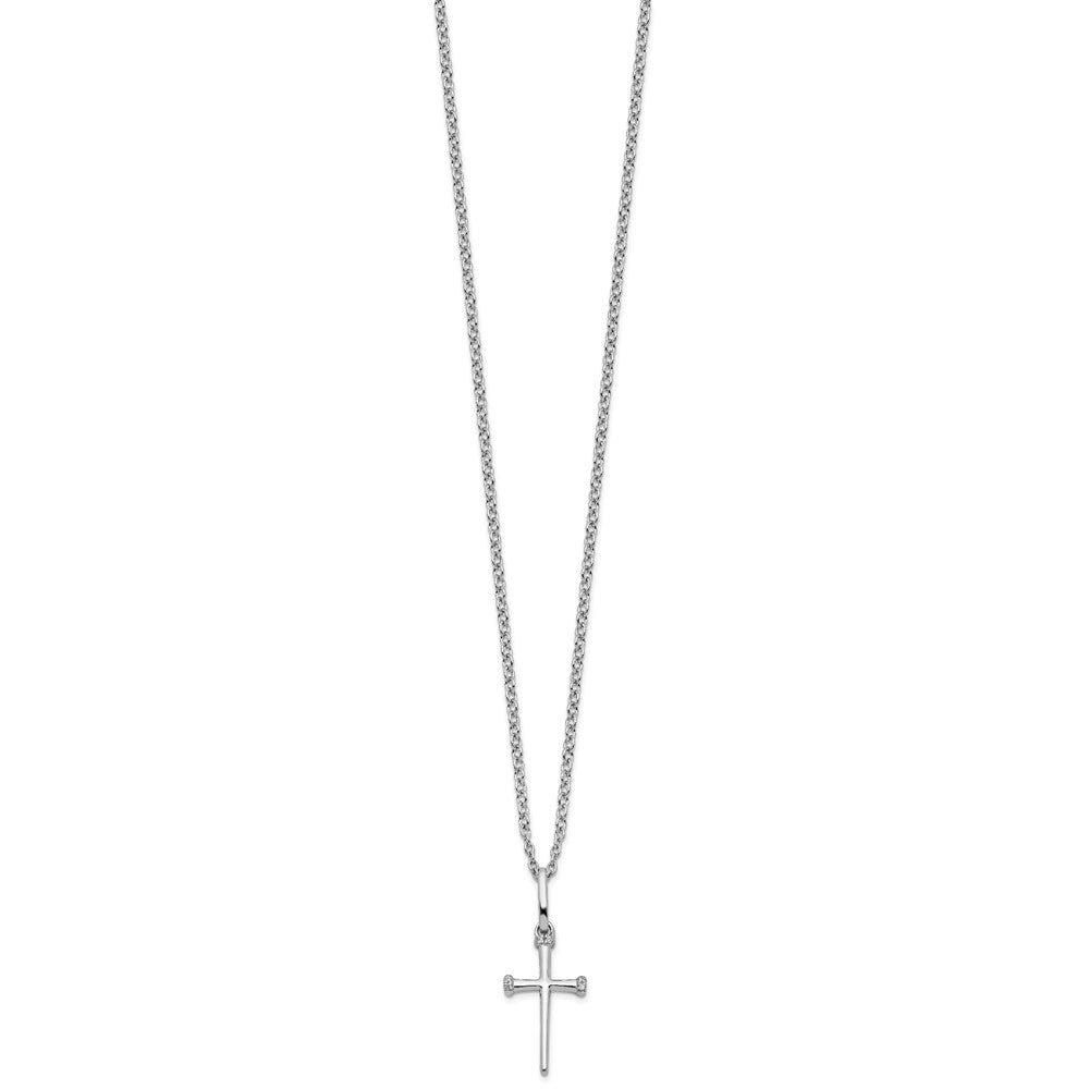 Sterling Silver White Ice Rhodium-plated Diamond Cross Necklace