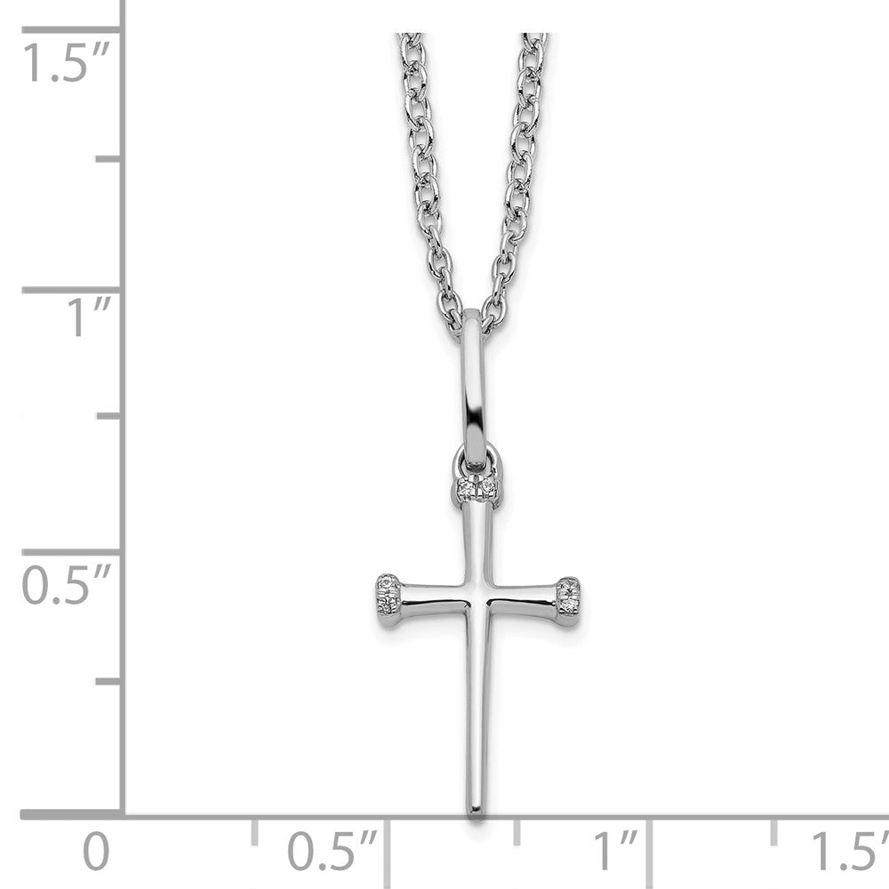 Sterling Silver White Ice Rhodium-plated Diamond Cross Necklace