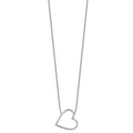 Sterling Silver White Ice Rhodium-plated Diamond Sideways Heart Necklace