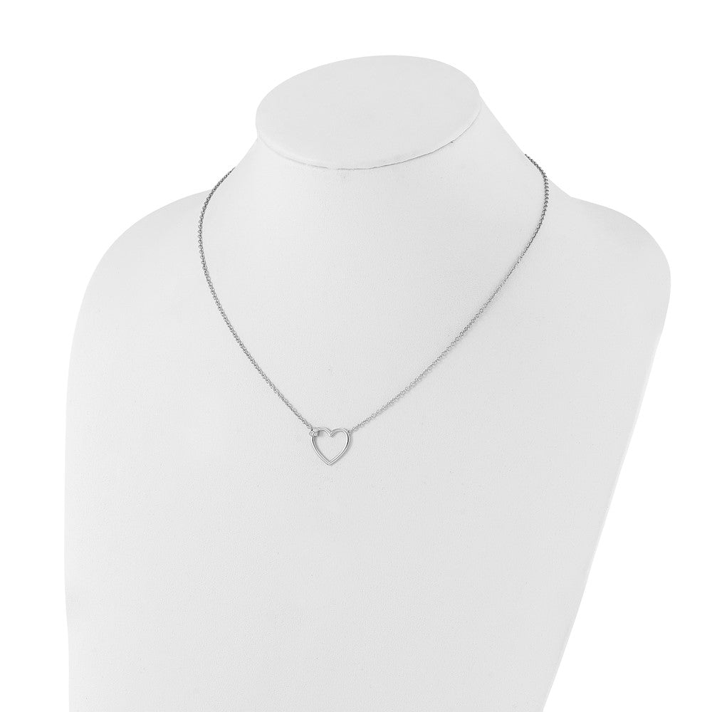 Sterling Silver White Ice Rhodium-plated Diamond Heart Necklace