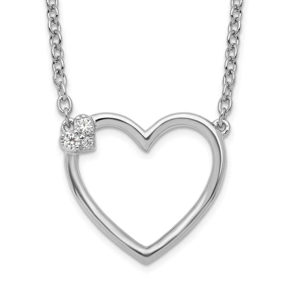 Sterling Silver White Ice Rhodium-plated Diamond Heart Necklace