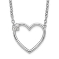 Sterling Silver White Ice Rhodium-plated Diamond Heart Necklace