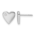 Sterling Silver White Ice Rhod-plated Diamond Heart Post Earrings