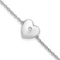 Sterling Silver White Ice Rhodium-plated Diamond Heart w/ .5in ext. Bracele