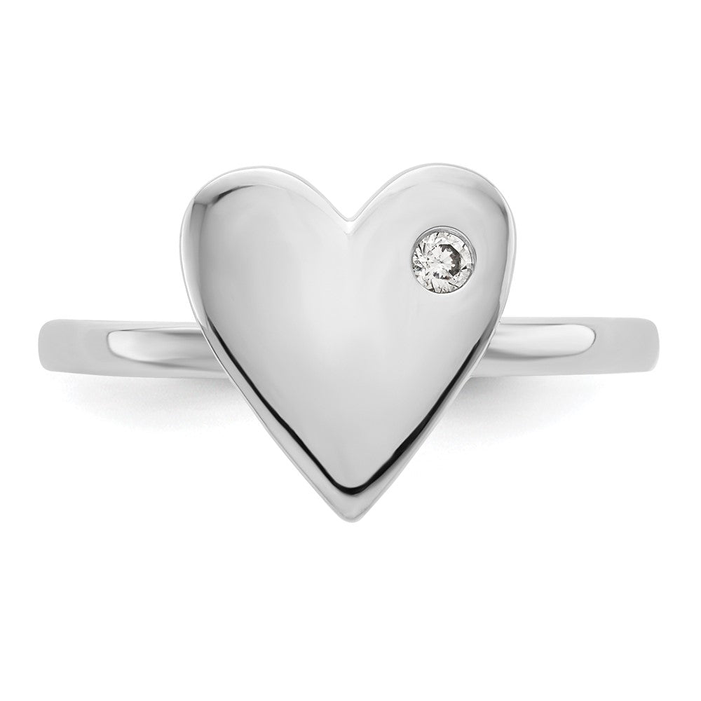 Sterling Silver White Ice Rhodium-plated Diamond Heart Ring