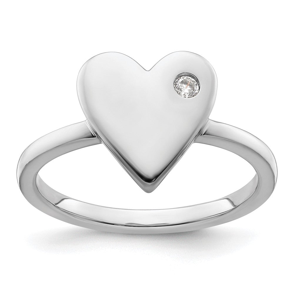 Sterling Silver White Ice Rhodium-plated Diamond Heart Ring