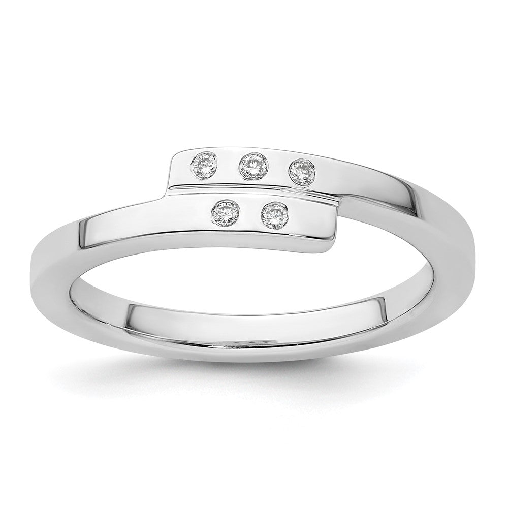 Sterling Silver RH Plated White Ice .05ct. Diamond Ring