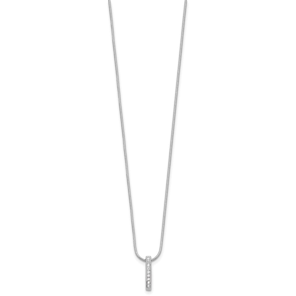 White Ice Sterling Silver RH Plated .10ct. Dia. w/2IN Ext Necklace
