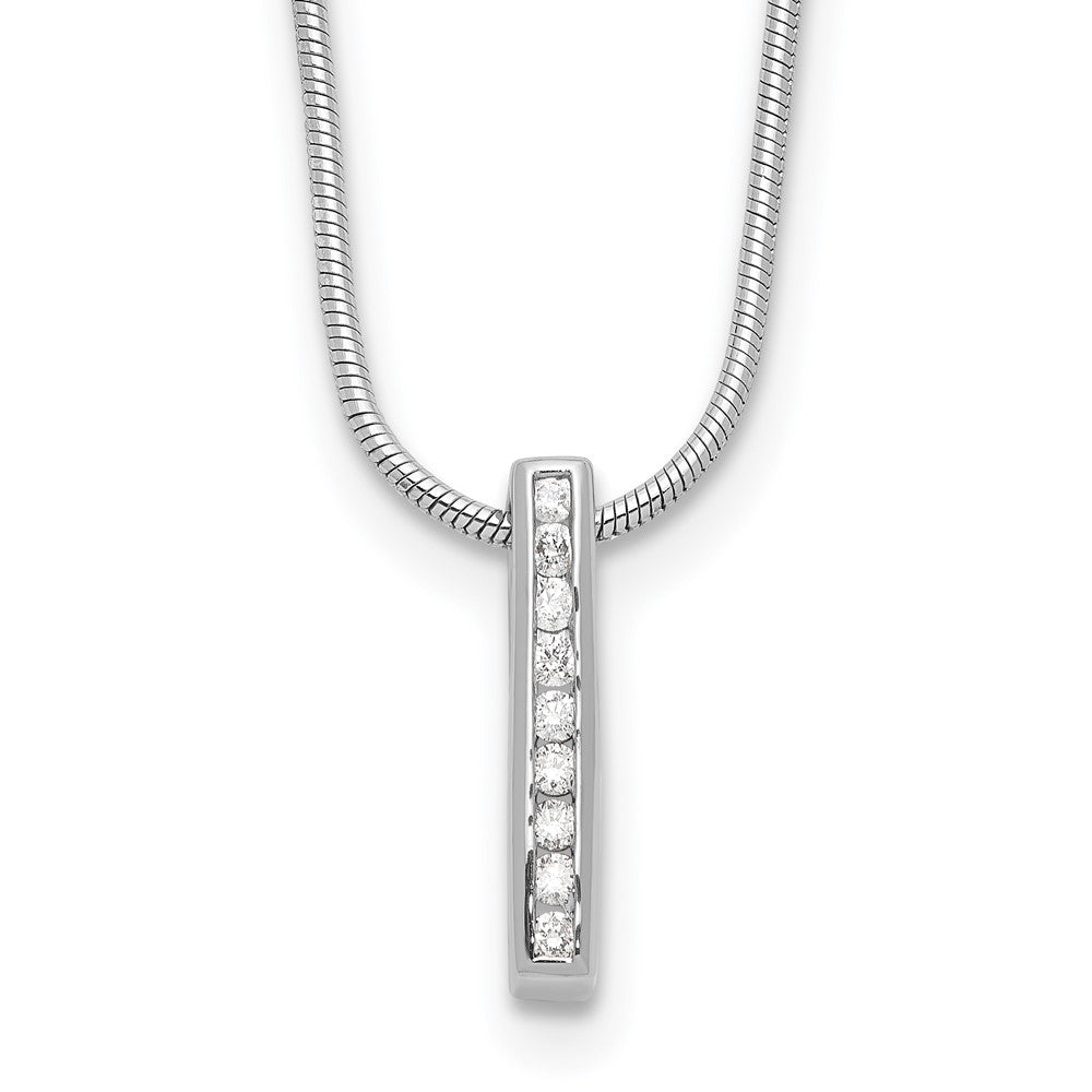 White Ice Sterling Silver RH Plated .10ct. Dia. w/2IN Ext Necklace