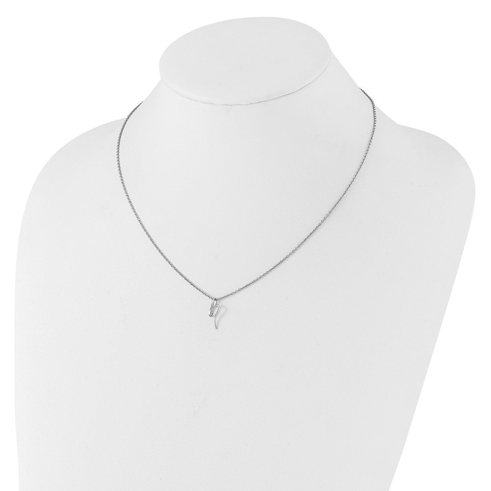 Sterling Silver RH Plated White Ice .03ct. Dia. w/2IN Ext Necklace