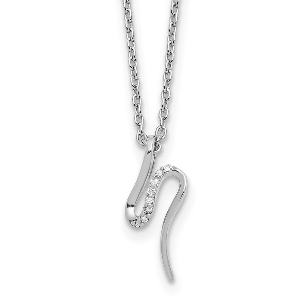 Sterling Silver RH Plated White Ice .03ct. Dia. w/2IN Ext Necklace