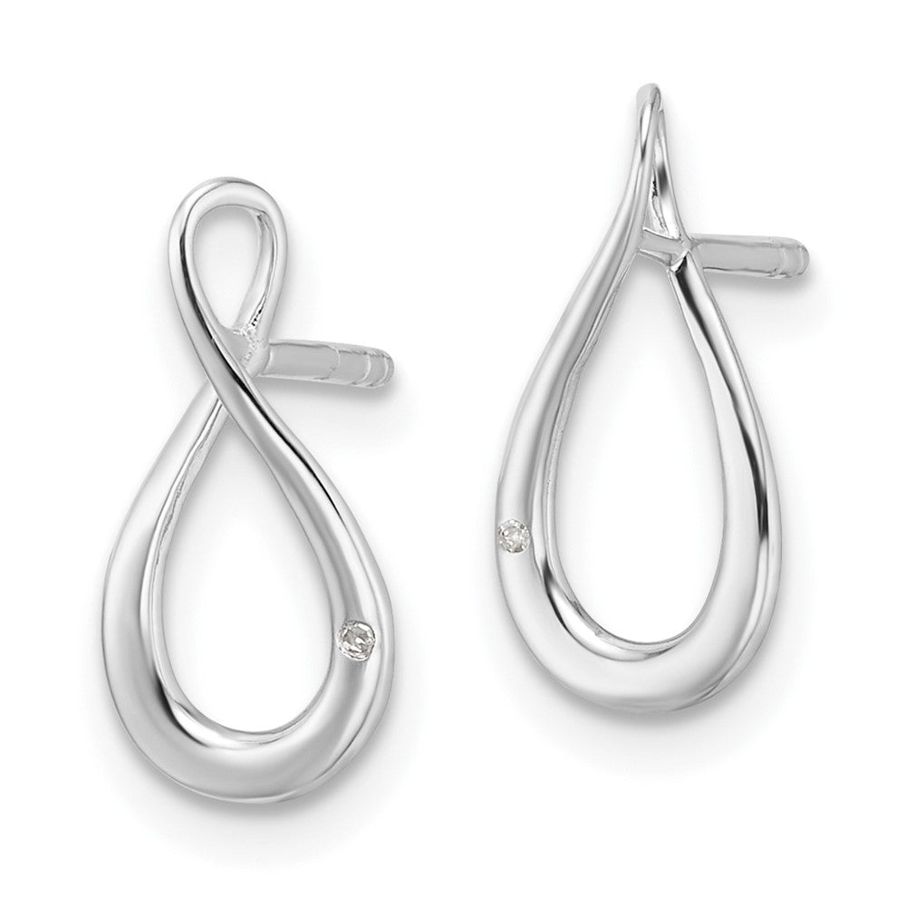 Sterling Silver RH Plated White Ice .01ct Diamond Post Earrings