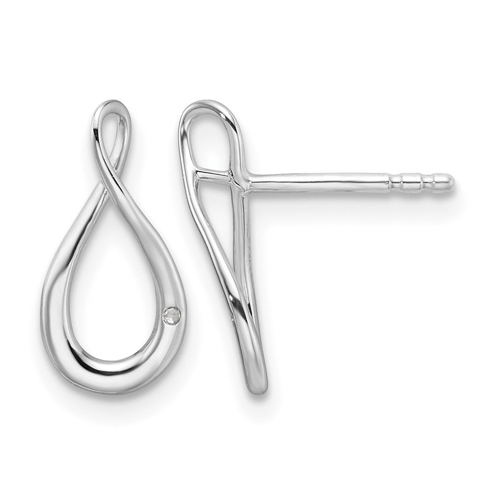 Sterling Silver RH Plated White Ice .01ct Diamond Post Earrings