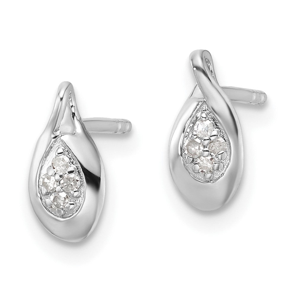 Sterling Silver RH Plated White Ice .05ct Diamond Post Earrings