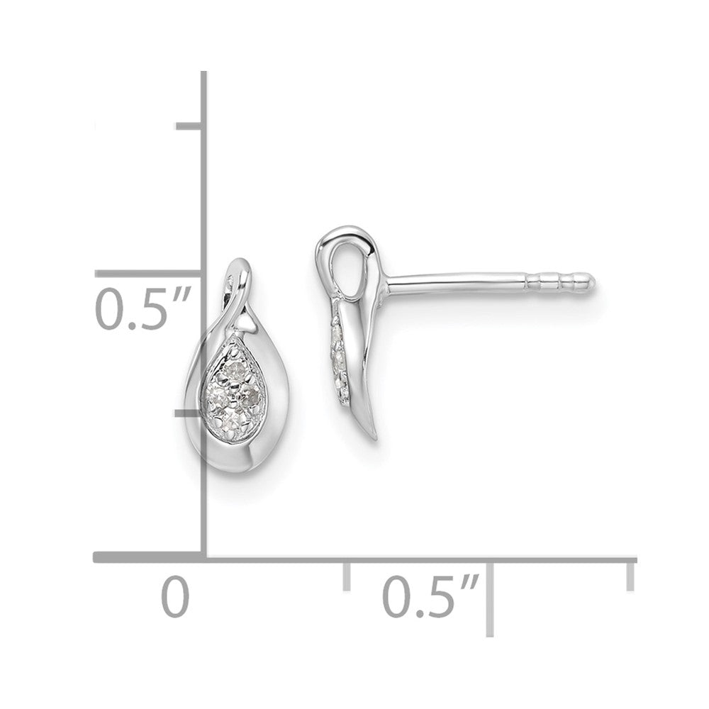 Sterling Silver RH Plated White Ice .05ct Diamond Post Earrings