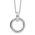 Sterling Silver RH Plated White Ice .06ct Dia. 3 Rings w/2IN EXT Necklace