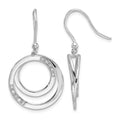 Sterling Silver RH Plated White Ice .05ct. Diamond Circle Dangle Earrings