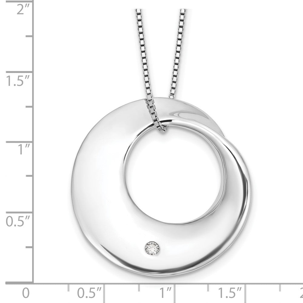 Sterling Silver RH Plt. White Ice .05ct.Dia. Circle Slide w/2IN Ext Necklac