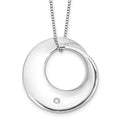 Sterling Silver RH Plt. White Ice .05ct.Dia. Circle Slide w/2IN Ext Necklac