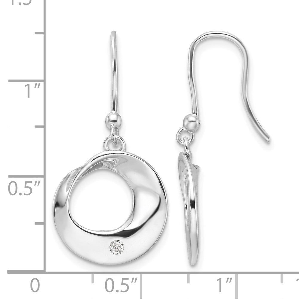Sterling Silver RH Plated White Ice .05ct. Diamond Dangle Earrings