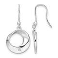 Sterling Silver RH Plated White Ice .05ct. Diamond Dangle Earrings
