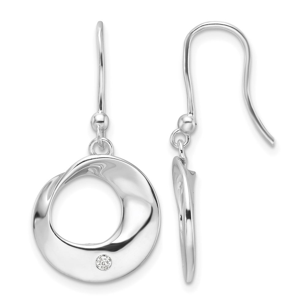 Sterling Silver RH Plated White Ice .05ct. Diamond Dangle Earrings