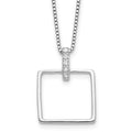Sterling Silver RH Plated White Ice .09ct. Dia. Square w/2IN EXT Necklace