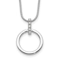 Sterling Silver RH Plated White Ice .05ct. Dia. Circle w/2IN EXT Necklace