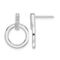 Sterling Silver RH Plated White Ice .05ct. Diamond Circle Post Earrings