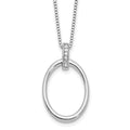 Sterling Silver RH Plated White Ice .05ct. Dia. Oval w/2IN EXT Necklace