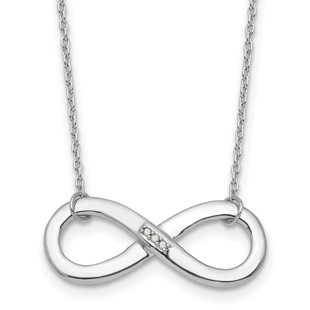 White Ice Sterling Silver RH Plated .02ct. Diamond Infinity Necklace