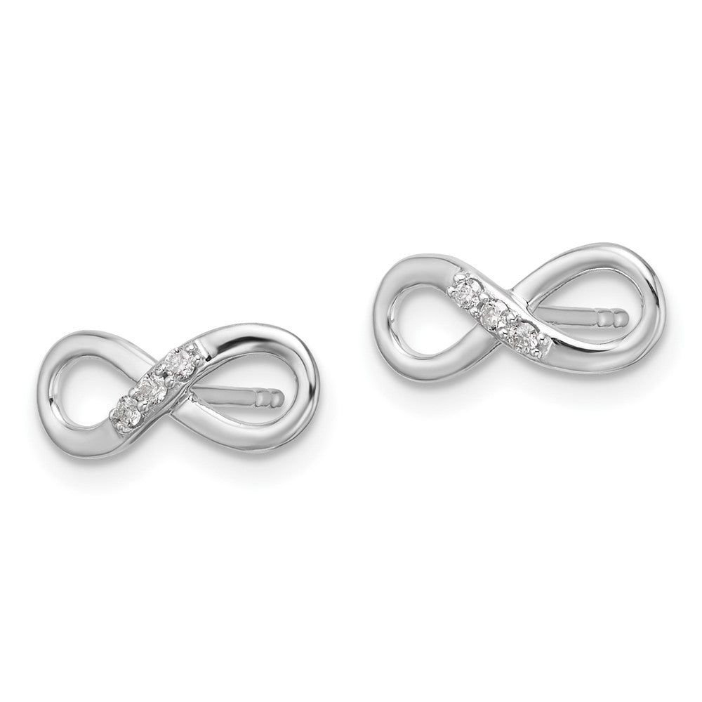 Sterling Silver RH Plated White Ice .06ct. Diamond Infinity Post Earrings