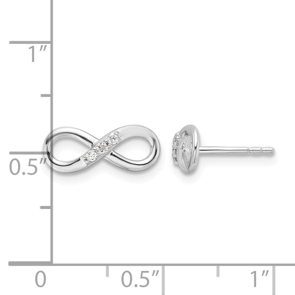 Sterling Silver RH Plated White Ice .06ct. Diamond Infinity Post Earrings