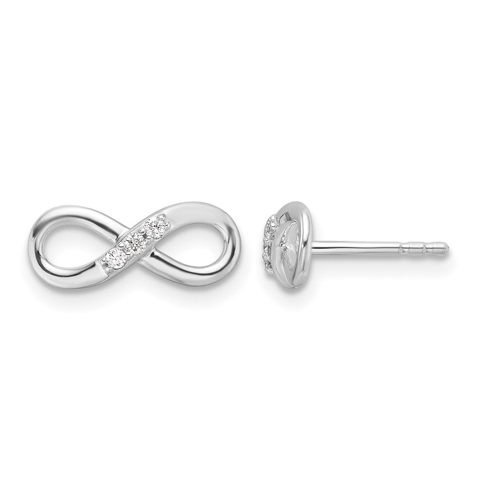 Sterling Silver RH Plated White Ice .06ct. Diamond Infinity Post Earrings
