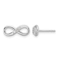 Sterling Silver RH Plated White Ice .06ct. Diamond Infinity Post Earrings