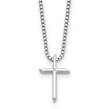 Sterling Silver RH Plated White Ice 1/2 pt. Diamond Cross w/2IN EXT Necklac