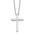Sterling Silver RH Plated White Ice .03ct. Diamond Cross w/2IN EXT Necklace