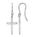 Sterling Silver RH Plated White Ice .01ct. Diamond Cross Dangle Earrings