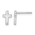 Sterling Silver RH Plated White Ice .01ct. Diamond Cross Post Earrings