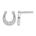 SS RH Plated White Ice .03ct. Diamond Horseshoe Post Earrings