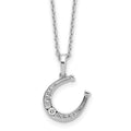Sterling Silver RH Plated White Ice .03ct. Dia. Horseshoe w/2IN EXT Necklac