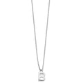 SS RH Plated White Ice .03 Diamond Initial B w/2in ext. Necklace
