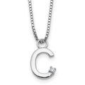SS RH Plated White Ice .03 Diamond Initial C w/2in ext. Necklace