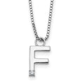 SS RH Plated White Ice .03 Diamond Initial F w/2in ext. Necklace