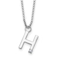 SS RH Plated White Ice .03 Diamond Initial H w/2in ext. Necklace