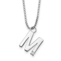 SS RH Plated White Ice .03 Diamond Initial M w/2in ext. Necklace