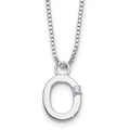 SS RH Plated White Ice .03 Diamond Initial O w/2in ext. Necklace