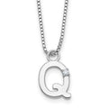 SS RH Plated White Ice .03 Diamond Initial Q w/2in ext. Necklace